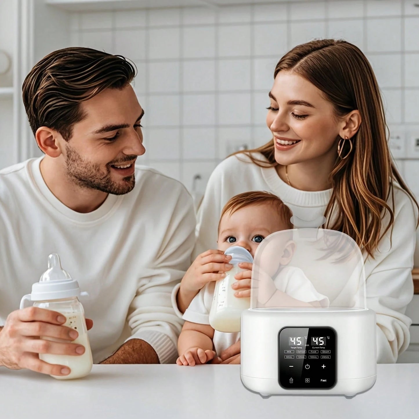 Senmeo 6-In-1 Fast Baby Bottle Warmer- Timer/Adjustable Temp/Auto-Off, Defrost/Keep Warm, Formula/Breast Milk/Baby Food, Christmas/New Year Gift, White