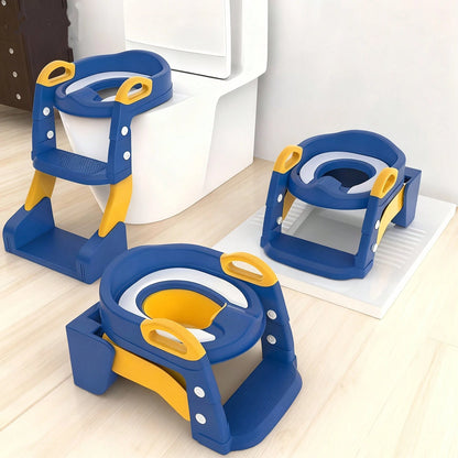 Senmeo Foldable 2-In-1 Toddler Potty Training Chair, Anti-Slip Height Adjustable Structure, Soft Comfort Cushion With Ladder, Includes Bonus Cleaning Brush