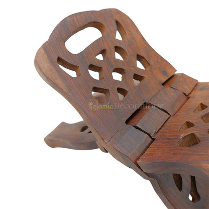 Set of 2 - Small Carved Handle Top Wooden Qur'An Stand - 10"