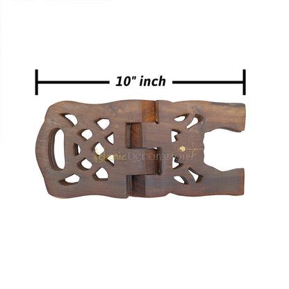 Set of 2 - Small Carved Handle Top Wooden Qur'An Stand - 10"