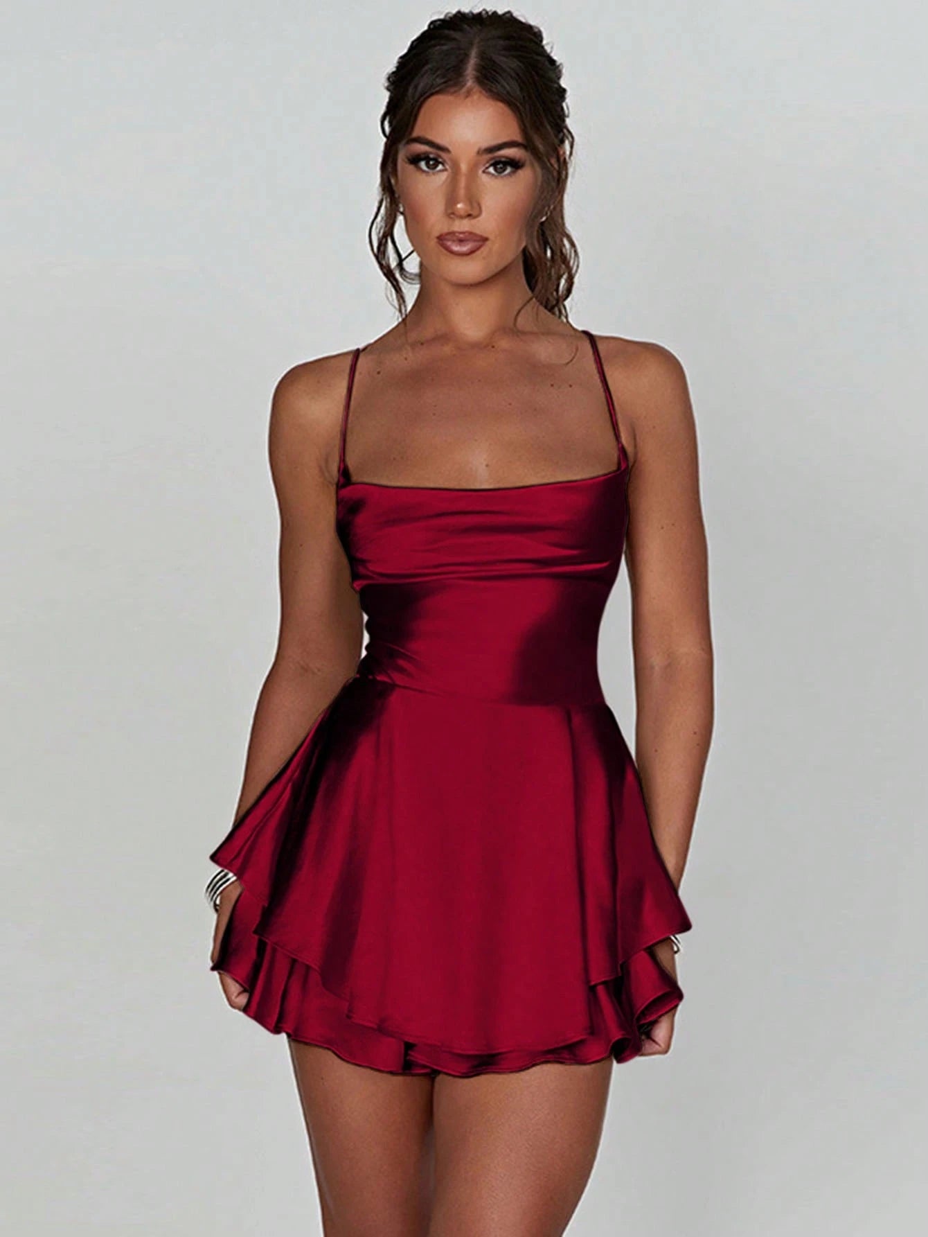 Sexy Backless Tied Rope Elegant Pleated Dress, European & American Popular Cross-Border Product Suitable For Bar, Party, Home Wear, One Piece Summer