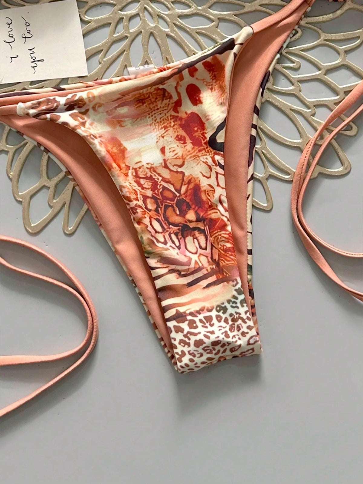 Sexy Leopard Print Bikini Two Pieces Set For Women Vacation Beach Summer Brown