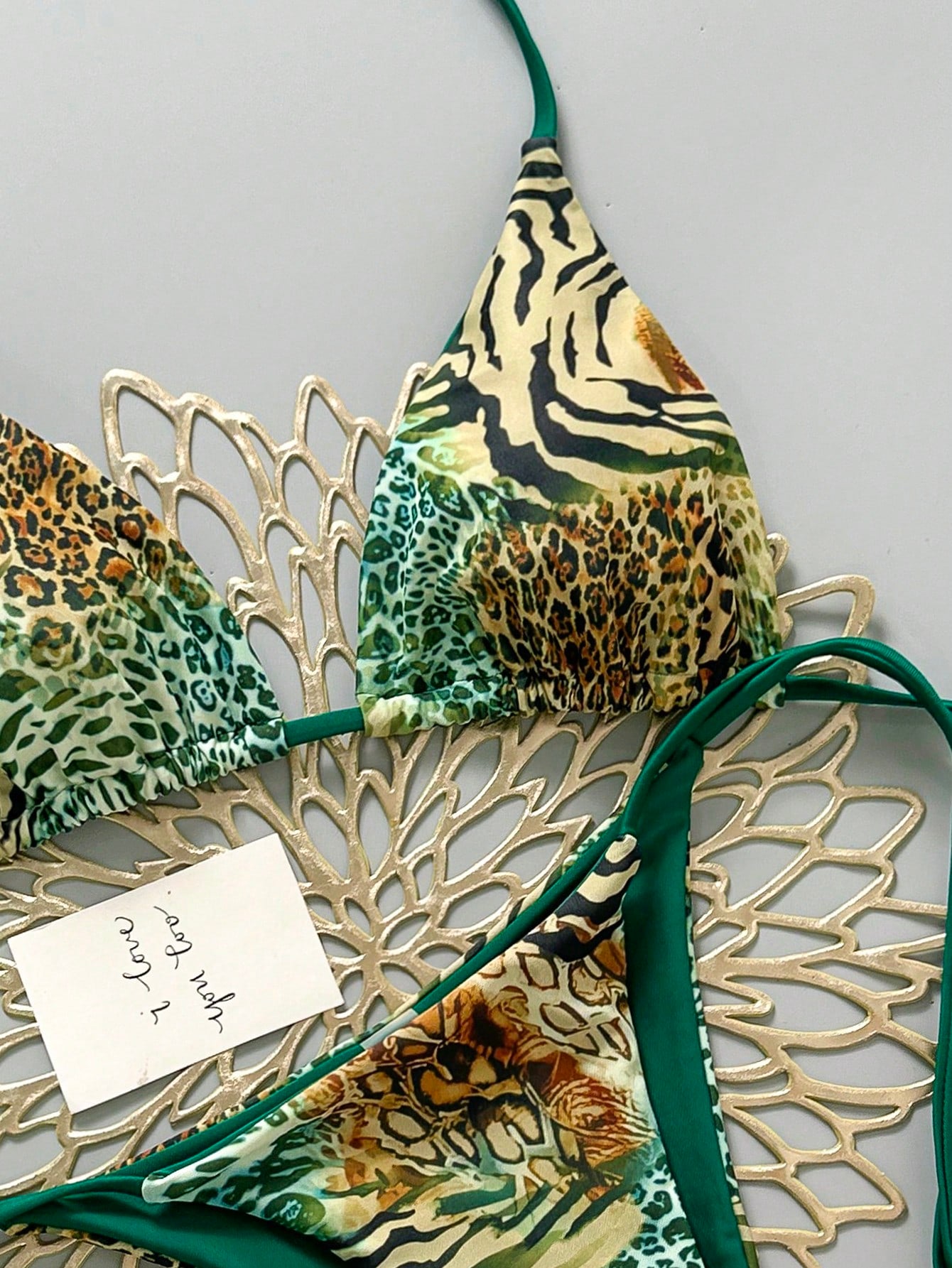 Sexy Vintage Leopard Print Pattern Bikini 2 Pieces Set For Women Vacation Beach Summer, Y2K Aesthetic