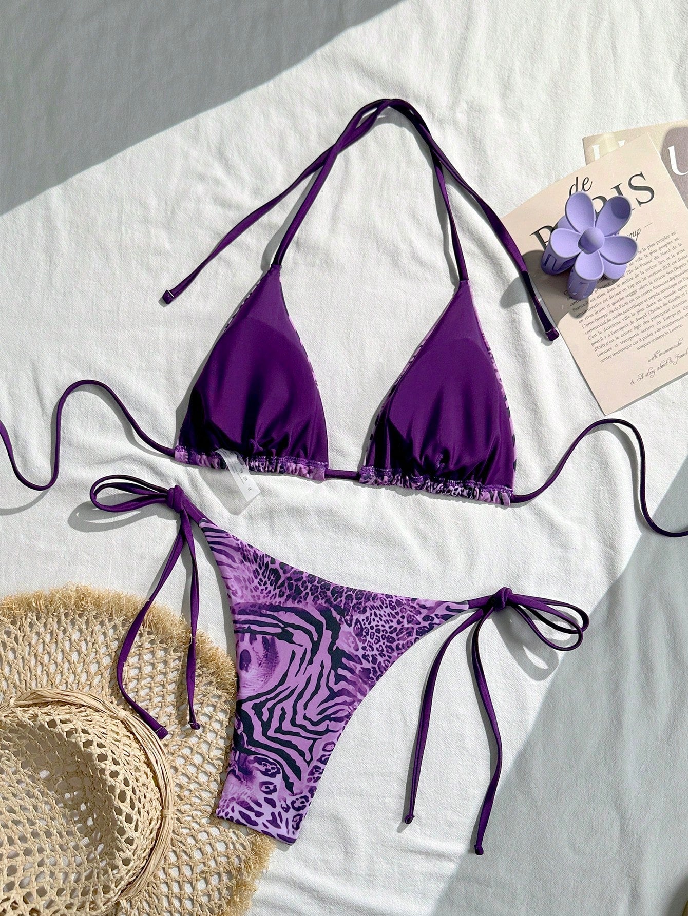 Sexy Vintage Leopard Print Pattern Bikini 2 Pieces Set For Women Vacation Beach Summer, Y2K Aesthetic