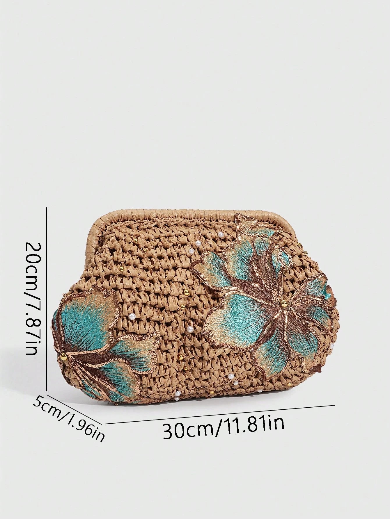 SHECARRY 1Pc Vacation Style  Sequin Flower Clasp Dumpling Bag,A Tropical Beach Clutch, Spring Summer Straw Bag,A Fashion Chain Crossbody Bag For Women,Holiday