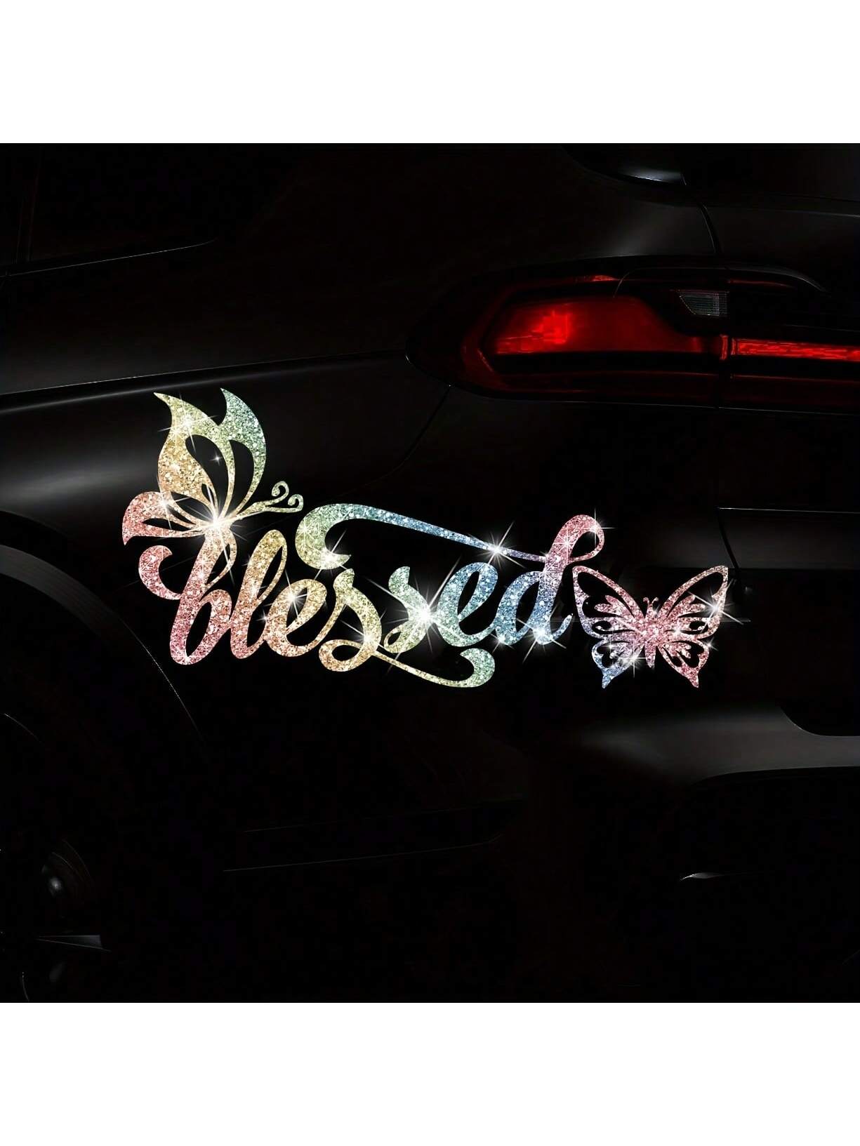 Shiny Butterfly Vinyl Stickers, Self-Adhesive Glossy Car Truck Motorcycle Laptop Stickers, Disposable, Asymmetric Shape, Shiny Surface, Automotive Exterior Accessories