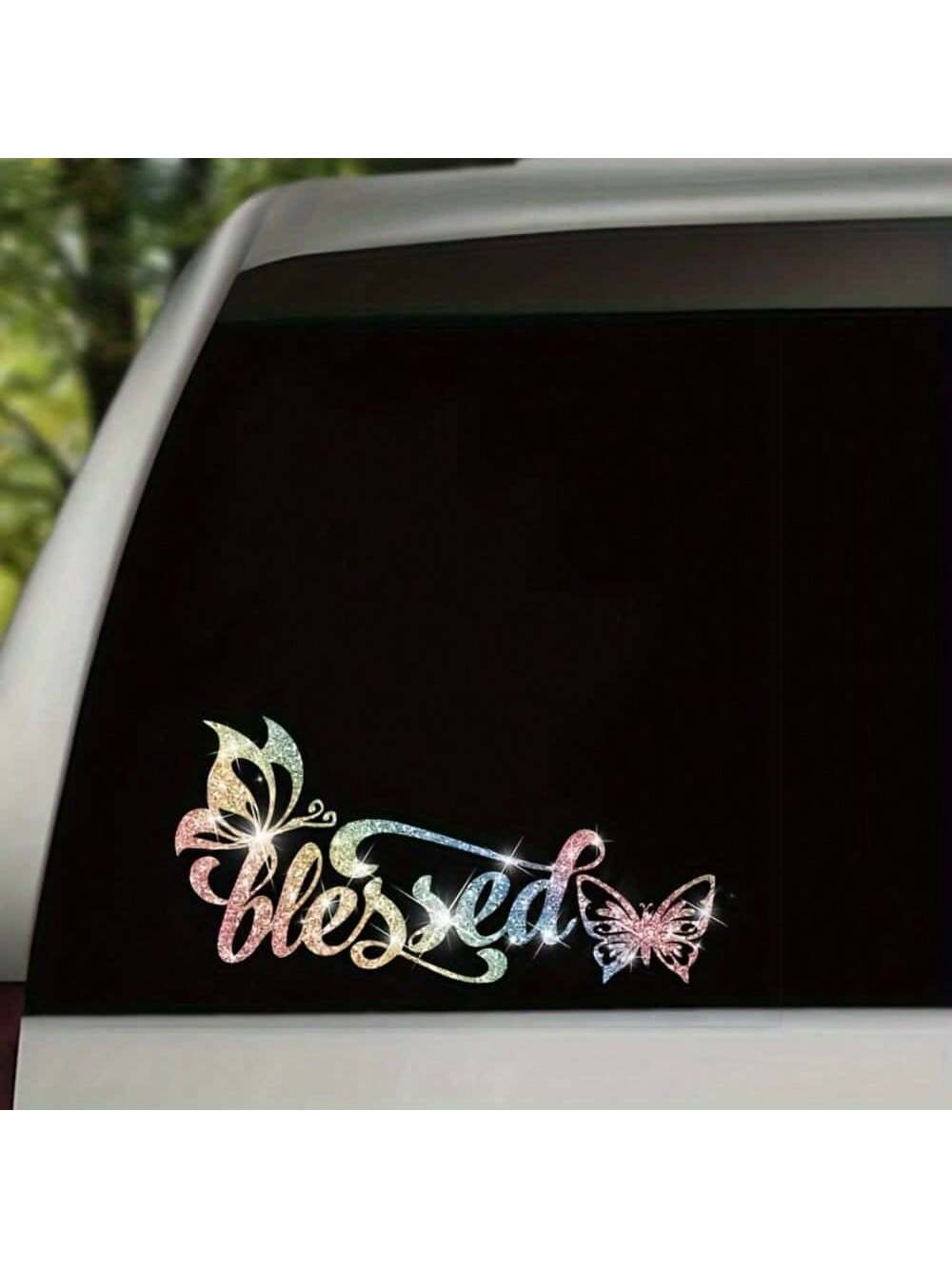 Shiny Butterfly Vinyl Stickers, Self-Adhesive Glossy Car Truck Motorcycle Laptop Stickers, Disposable, Asymmetric Shape, Shiny Surface, Automotive Exterior Accessories