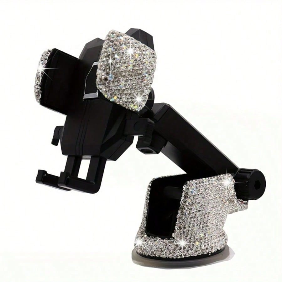Shiny Crystal Diamond Car Phone Holder, Retractable Universal Model, Firm Grip Without Damaging Phone, More Convenient For Driving Navigation