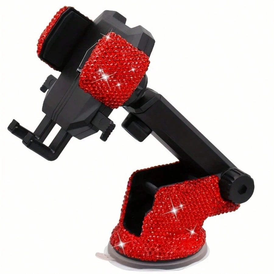 Shiny Crystal Diamond Car Phone Holder, Retractable Universal Model, Firm Grip Without Damaging Phone, More Convenient For Driving Navigation