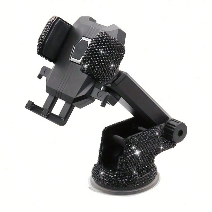 Shiny Crystal Diamond Car Phone Holder, Retractable Universal Model, Firm Grip Without Damaging Phone, More Convenient For Driving Navigation