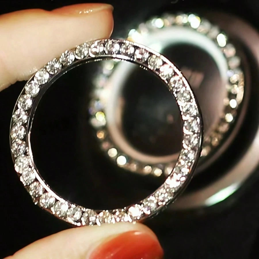 Shiny Crystal Rhinestone Engine Start Ring Sticker, Decorative Button Cover/Sticker, Key Ignition Knob Shiny Ring, Glossy Car Interior Accessory