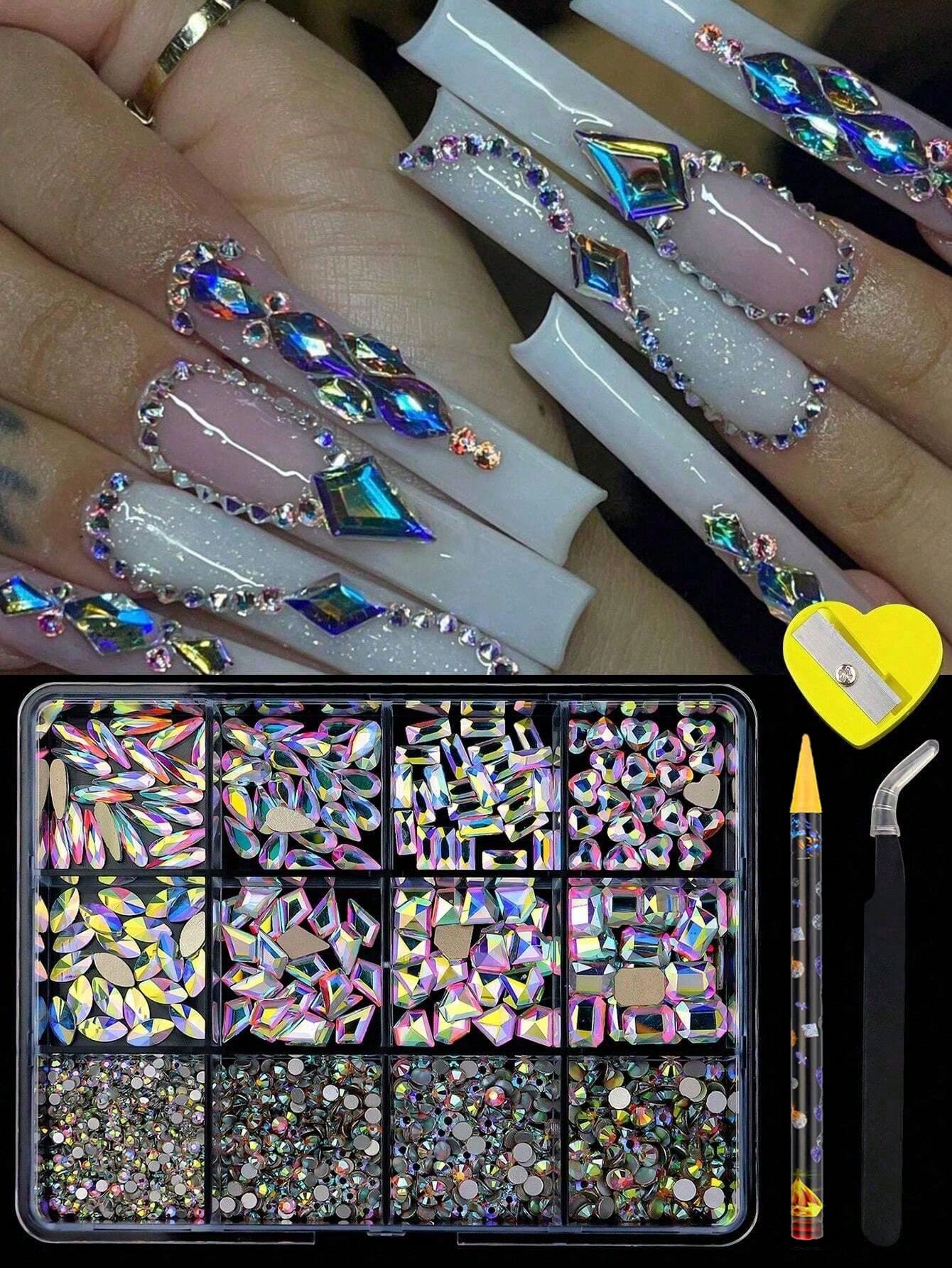 Shiny Gold & Silver A-Z Rhinestone Letter Nail Art Charms, Personalized Initial Nail Gems, Suitable For DIY Nail Art