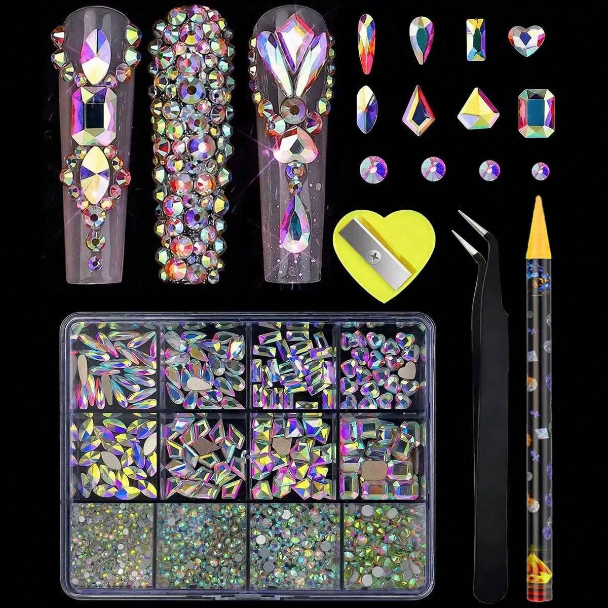 Shiny Gold & Silver A-Z Rhinestone Letter Nail Art Charms, Personalized Initial Nail Gems, Suitable For DIY Nail Art