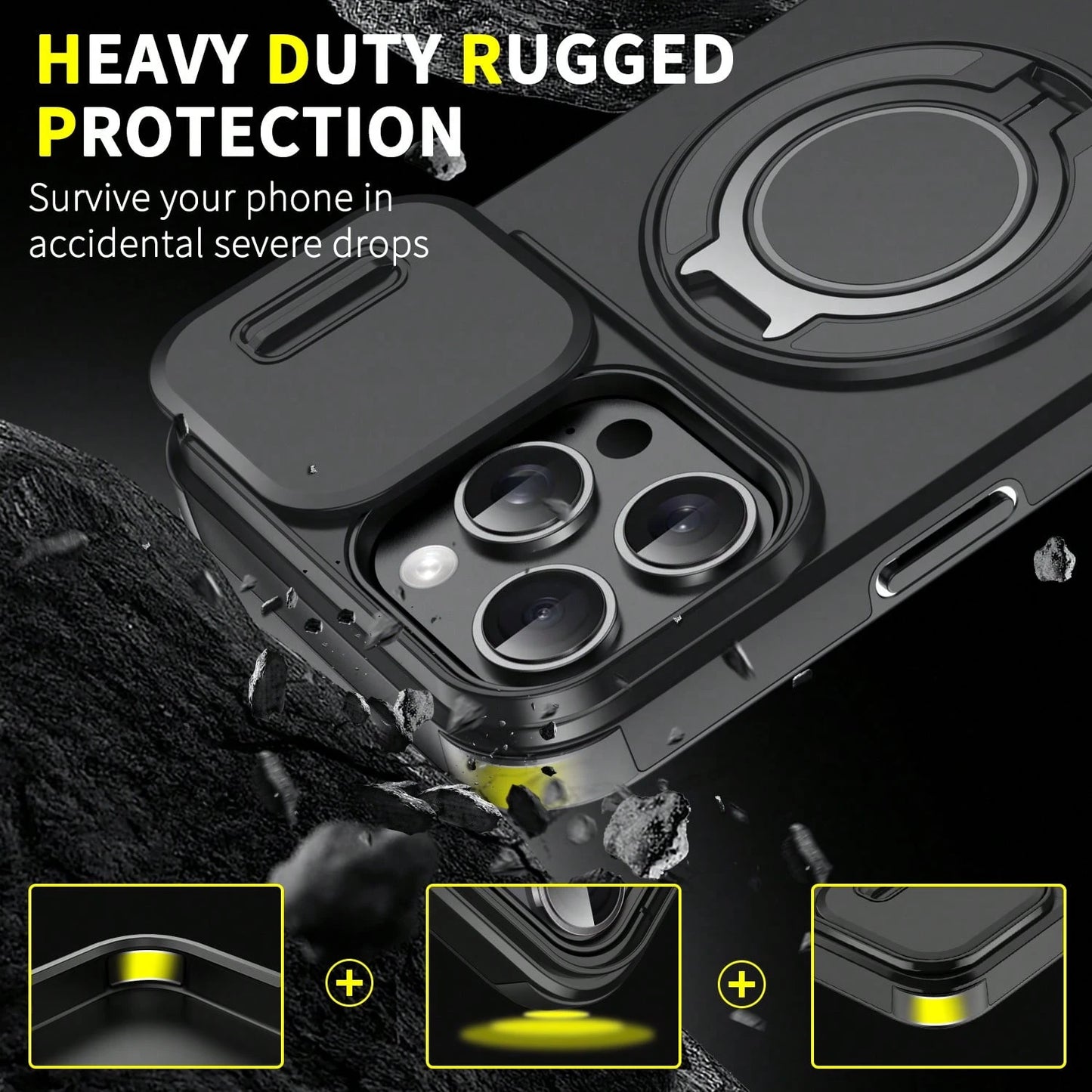 Shockproof Armored Sliding Cover Phone Case Compatible With IPhone 17 Pro Max 16E 16 15 14 13 12 11 Pro Max, Also Compatible With IPhone 16 Pro Max 16 Pro 16 Plus 17 Pro 17 Air 13 Pro Max, And Galaxy