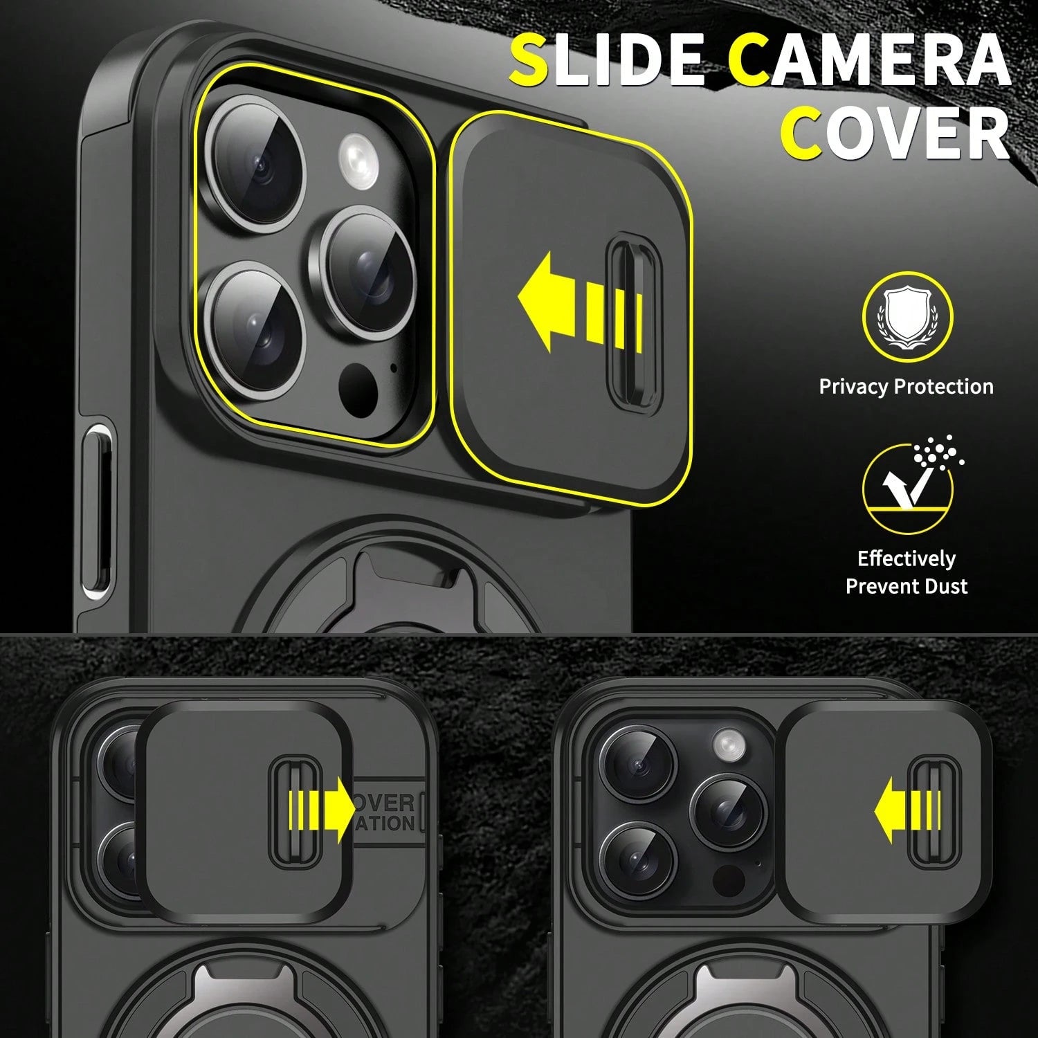 Shockproof Armored Sliding Cover Phone Case Compatible With IPhone 17 Pro Max 16E 16 15 14 13 12 11 Pro Max, Also Compatible With IPhone 16 Pro Max 16 Pro 16 Plus 17 Pro 17 Air 13 Pro Max, And Galaxy