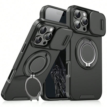 Shockproof Armored Sliding Cover Phone Case Compatible With IPhone 17 Pro Max 16E 16 15 14 13 12 11 Pro Max, Also Compatible With IPhone 16 Pro Max 16 Pro 16 Plus 17 Pro 17 Air 13 Pro Max, And Galaxy