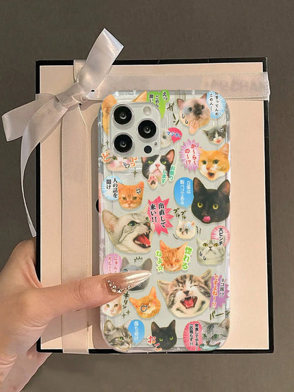 Shockproof Cat Alliance Print Transparent Phone Case Compatible With IPhone 16/11/12/13/14/15/15Pro/15Plus/15ProMax/7Plus/8Plus/X/XsMax/Xr/11Pro/12Pro/13Pro/14Pro/12Mini/13Mini/11ProMax/12ProMax/13Pro