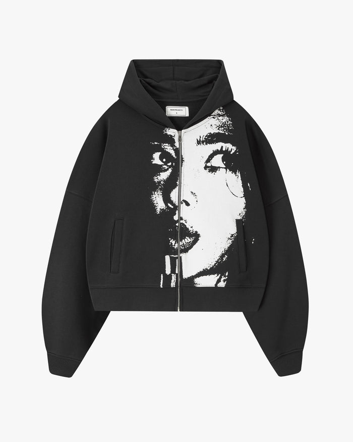 Side-Eye Zip-Up Hoodie Black