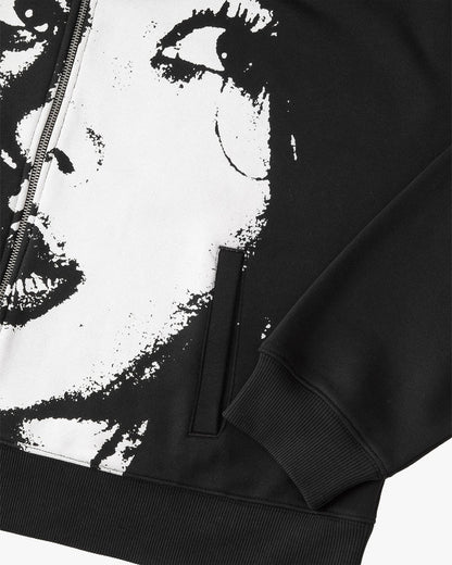 Side-Eye Zip-Up Hoodie Black