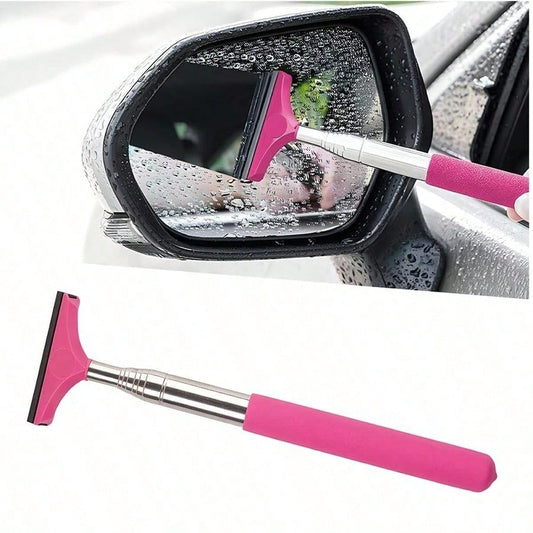 Side Mirror Squeegee, Car Rearview Mirror Wiper, Telescopic Long Pole Water Stain Cleaner, Portable Interior And Exterior Car Cleaning Tool, Rain And Fog Weather Car Accessory, Portable Car Window Cle