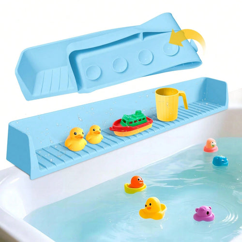 Silicone Bathtub Splash Guard, Bath Toy Organizer With 11 Strong Suction Cups, Foldable For Easy Storage, Prevents Water From Splashing Out. Fun Bath Time For Toddlers And Babies, Available In Three C