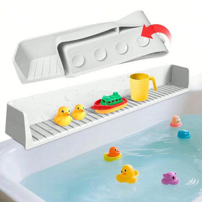 Silicone Bathtub Splash Guard, Bath Toy Organizer With 11 Strong Suction Cups, Foldable For Easy Storage, Prevents Water From Splashing Out. Fun Bath Time For Toddlers And Babies, Available In Three C