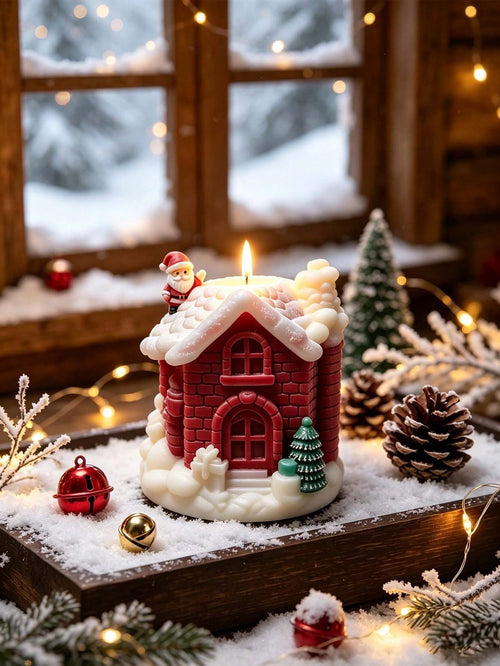 Silicone Gingerbread House Mold Suitable For DIY Candles, Resin Crafts & Plaster Building- 3D Building Mould With Irregular Roof Design For Winter Gifts, Christmas Party Decorations, Gingerbread Hous