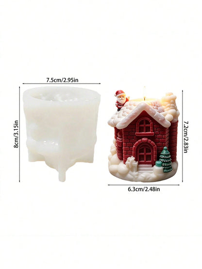 Silicone Gingerbread House Mold Suitable For DIY Candles, Resin Crafts & Plaster Building- 3D Building Mould With Irregular Roof Design For Winter Gifts, Christmas Party Decorations, Gingerbread Hous