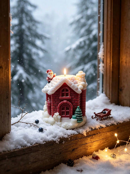 Silicone Gingerbread House Mold Suitable For DIY Candles, Resin Crafts & Plaster Building- 3D Building Mould With Irregular Roof Design For Winter Gifts, Christmas Party Decorations, Gingerbread Hous