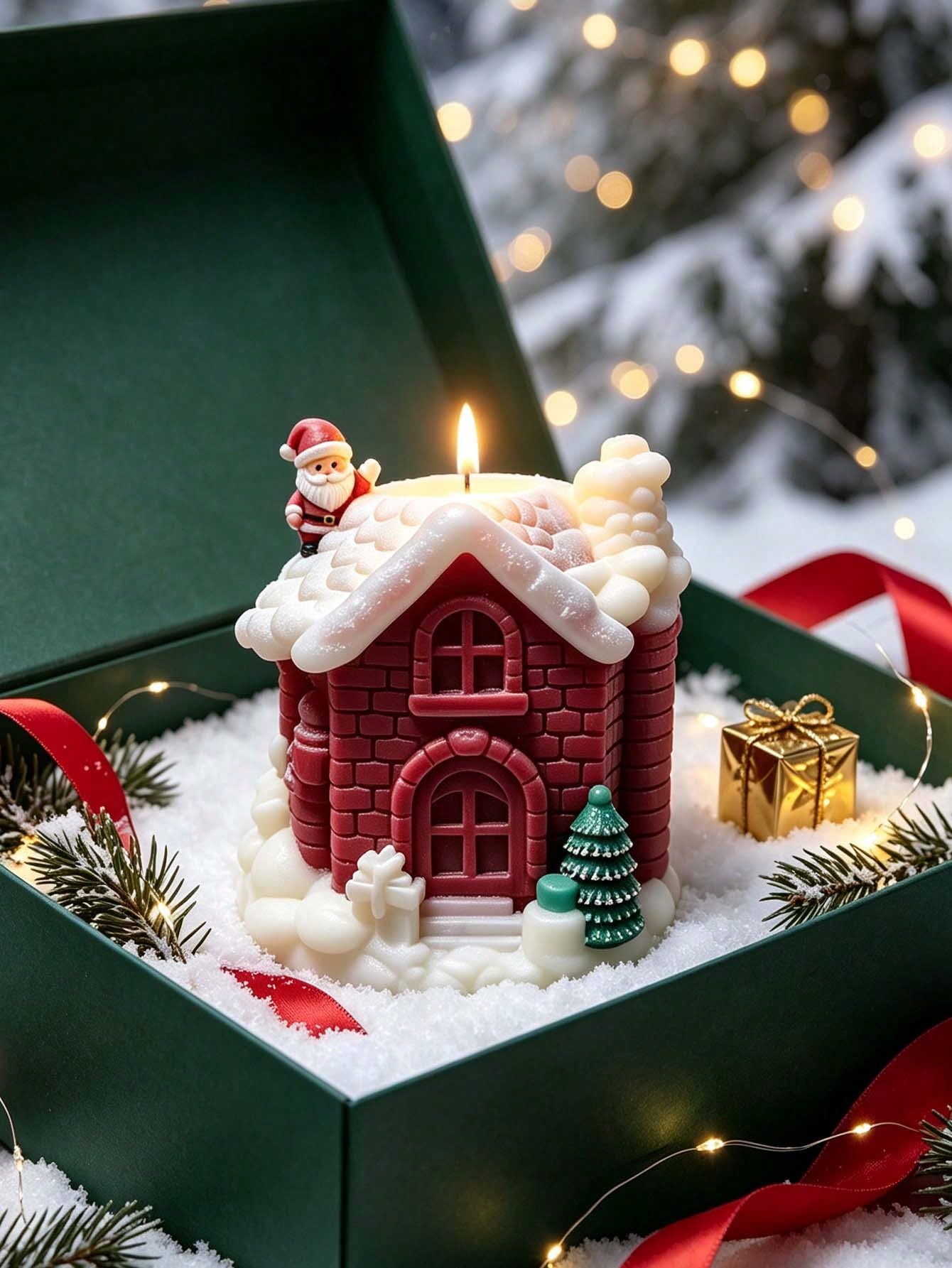 Silicone Gingerbread House Mold Suitable For DIY Candles, Resin Crafts & Plaster Building- 3D Building Mould With Irregular Roof Design For Winter Gifts, Christmas Party Decorations, Gingerbread Hous