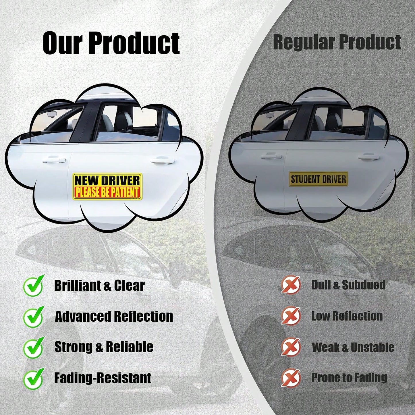 SINGARO New Driver Magnet For Car, Please Be Patient New Driver, 3Pcs Magnetic Reflective Novice Rookie Drivers Safety Warning Bumper Stickers, Removable Car Exterior Accessories