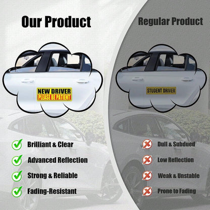 SINGARO New Driver Magnet For Car, Please Be Patient New Driver, 3Pcs Magnetic Reflective Novice Rookie Drivers Safety Warning Bumper Stickers, Removable Car Exterior Accessories
