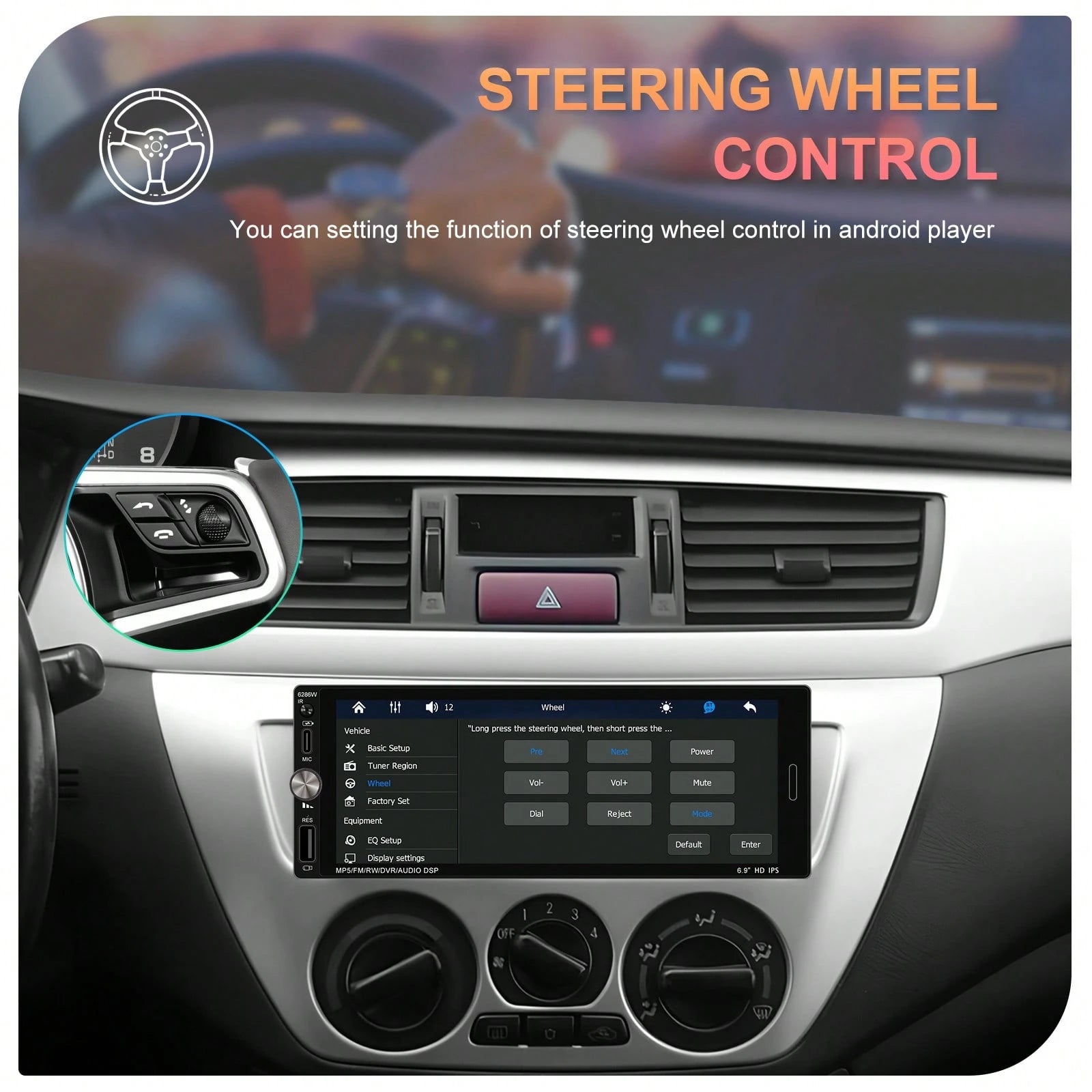 Single Din Car Stereo With Wireless CarPlay Android Auto, 6.9" Car Radio With Touchscreen, 1 Din MP5 Multimedia Player With Mirror Link, Bluetooth, FM, USB, Type-C, EQ, SWC, Backup Camera