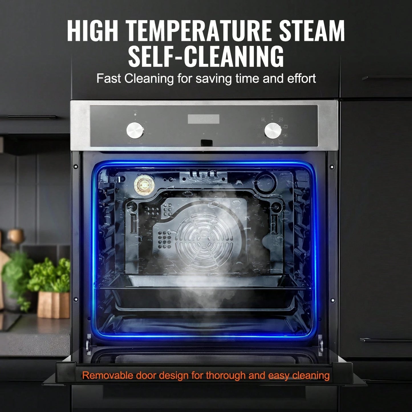 Single Wall Oven, 24" Electric Built-In Wall Oven With 9 Cooking Functions, 2.68 Cu.Ft Electric Wall Ovens With Timer, 2800W Electric Oven With Baking Rack And Tray, For Kitchen