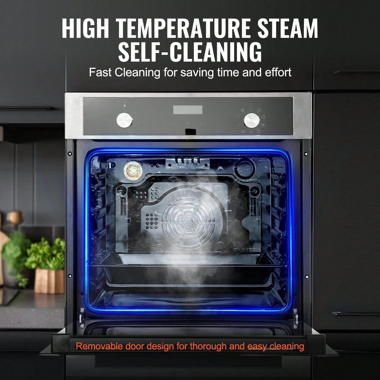 Single Wall Oven, 24" Electric Built-In Wall Oven With 9 Cooking Functions, 2.68 Cu.Ft Electric Wall Ovens With Timer, 2800W Electric Oven With Baking Rack And Tray, For Kitchen