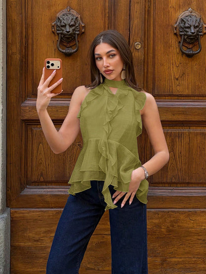 Siren Gaze Spring/Summer New Ruffle Blouse For Women Elegant