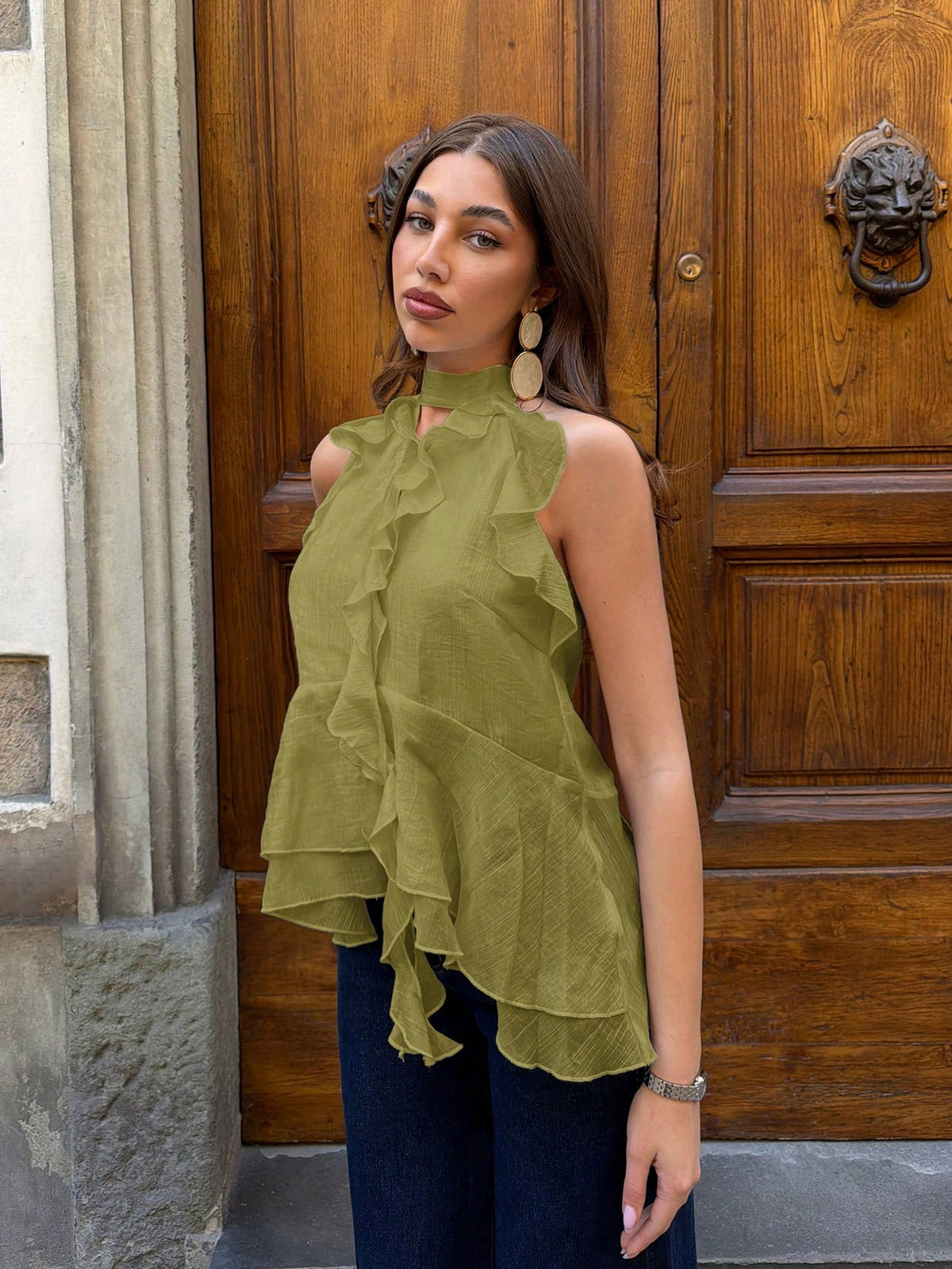 Siren Gaze Spring/Summer New Ruffle Blouse For Women Elegant
