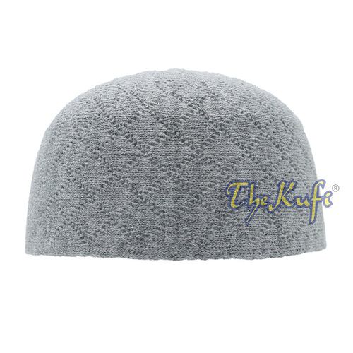 Skull Cap Kufi For Winter - Gray Acrylic 2-3 mm Thick Turkish Prayer Hat