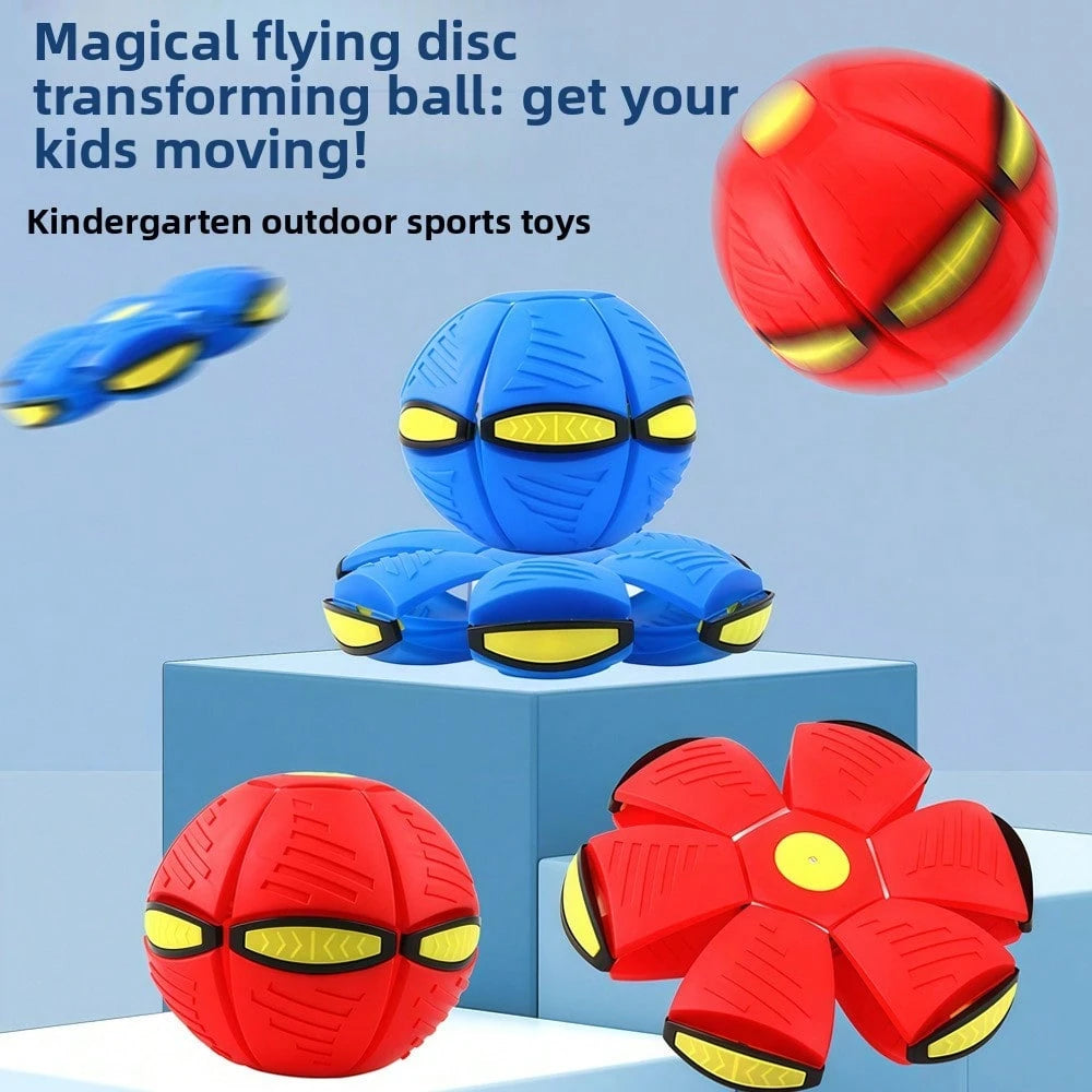 SKYQITIAN LED Light Up Flying Saucer Ball, Stomp Deformation Bounce Ball, Foot Stomp Pop Jump Bouncing Ball, 2-In-1 Deformable Flying Disc Ball Toy With Flashing Lights, Indoor Outdoor Sports Play Toy