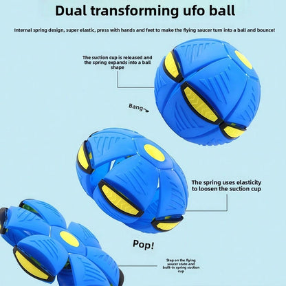 SKYQITIAN LED Light Up Flying Saucer Ball, Stomp Deformation Bounce Ball, Foot Stomp Pop Jump Bouncing Ball, 2-In-1 Deformable Flying Disc Ball Toy With Flashing Lights, Indoor Outdoor Sports Play Toy