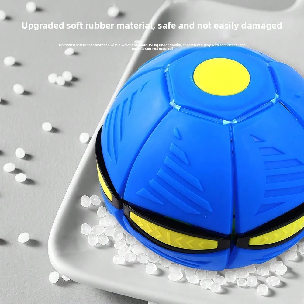 SKYQITIAN LED Light Up Flying Saucer Ball, Stomp Deformation Bounce Ball, Foot Stomp Pop Jump Bouncing Ball, 2-In-1 Deformable Flying Disc Ball Toy With Flashing Lights, Indoor Outdoor Sports Play Toy