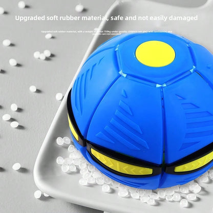 SKYQITIAN LED Light Up Flying Saucer Ball, Stomp Deformation Bounce Ball, Foot Stomp Pop Jump Bouncing Ball, 2-In-1 Deformable Flying Disc Ball Toy With Flashing Lights, Indoor Outdoor Sports Play Toy