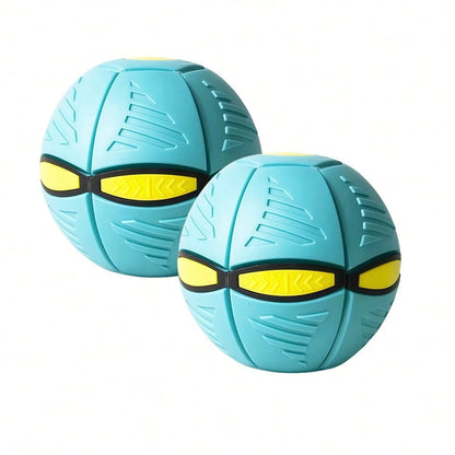 SKYQITIAN LED Light Up Flying Saucer Ball, Stomp Deformation Bounce Ball, Foot Stomp Pop Jump Bouncing Ball, 2-In-1 Deformable Flying Disc Ball Toy With Flashing Lights, Indoor Outdoor Sports Play Toy