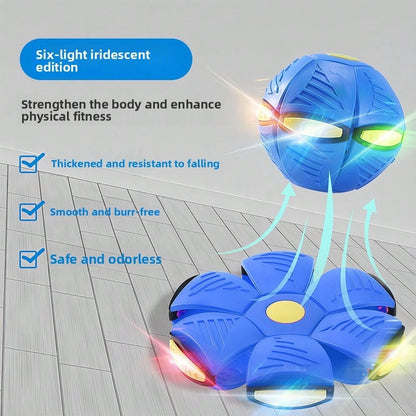 SKYQITIAN LED Light Up Flying Saucer Ball, Stomp Deformation Bounce Ball, Foot Stomp Pop Jump Bouncing Ball, 2-In-1 Deformable Flying Disc Ball Toy With Flashing Lights, Indoor Outdoor Sports Play Toy
