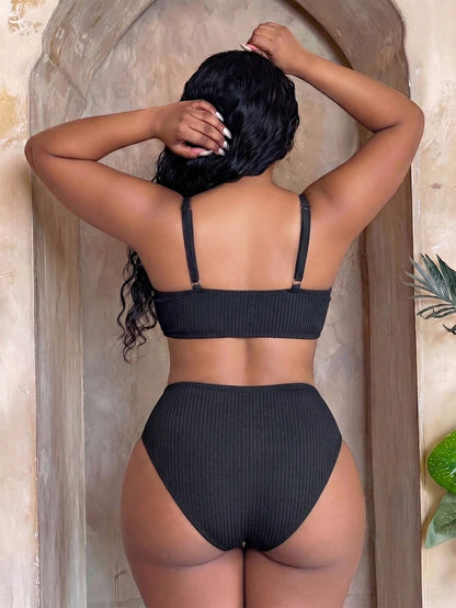 Slaydiva 2026 New Beach Vacation Minimalist Thick Adjustable Shoulder Strap Olive Green 2 Pieces Swimsuit Plus Size Swimwear Set