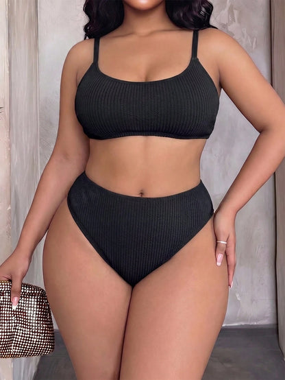 Slaydiva 2026 New Beach Vacation Minimalist Thick Adjustable Shoulder Strap Olive Green 2 Pieces Swimsuit Plus Size Swimwear Set