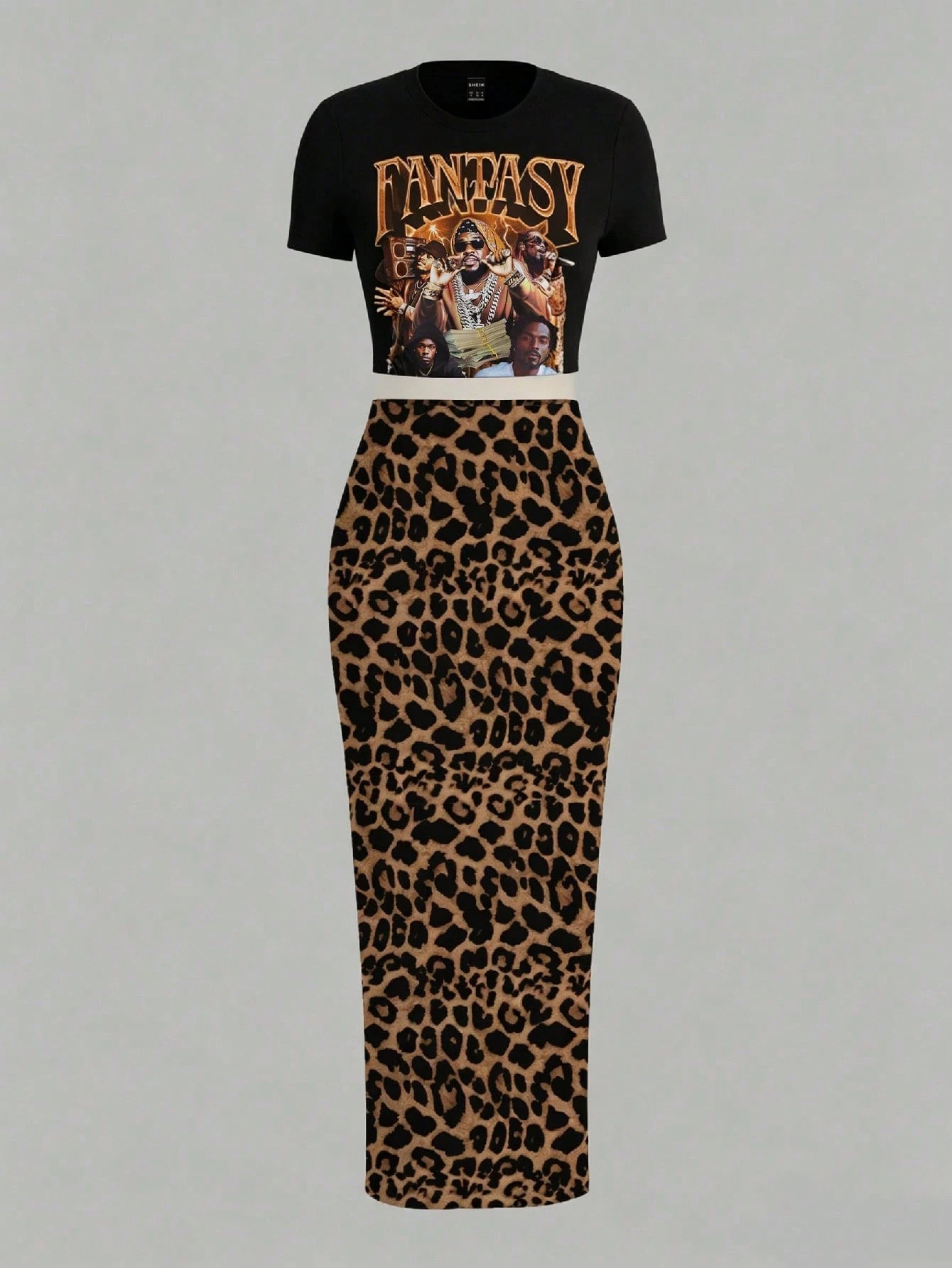 Slaydiva 2pcs/Set Fitted Short Sleeve Crew Neck T-Shirt And Bodycon Maxi Skirt