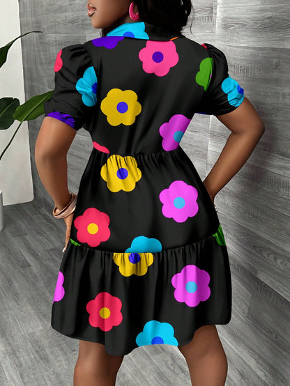 Slaydiva Casual Minimalist Women Mini Dress Suitable For Summer, Vacation, Colorful Floral Print, Boho Style Vacation Dress Suitable For Going Out Chic Dress