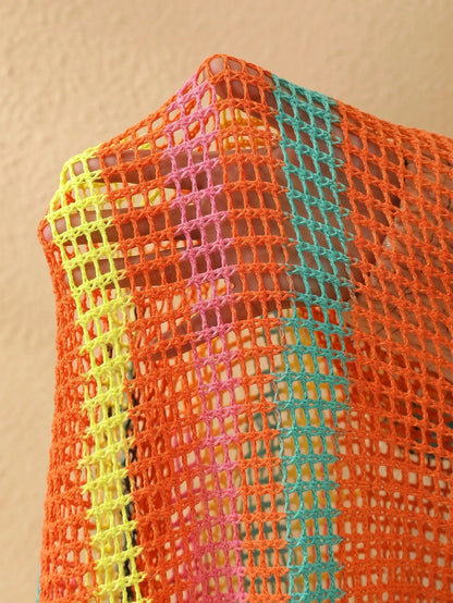 Slaydiva Orange,Summer,Boho,Beach,Holiday Lightweight Knit Crochet Beach Cover Up For Women,Plus Size Fairycore Festival Tropical Vacation Western Wear Outfit