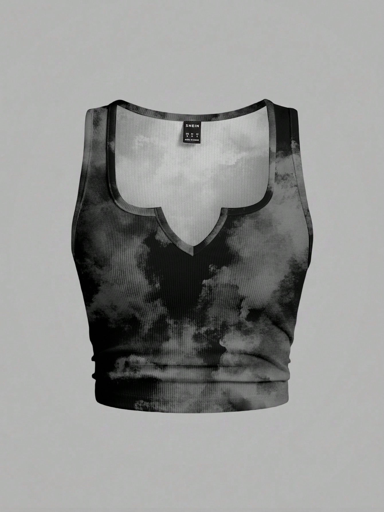 Slaydiva Plus Size Black Print Camisole Tank Top, Casual Streetwear Minimalist Style Suitable For Summer Club Night